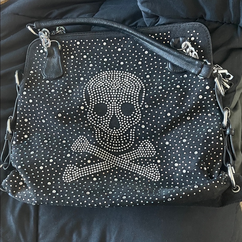 Black Studded Skull Women Bag